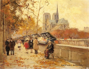 París Painting - Los libreros de la CE a lo largo del Sena notre dame ven París